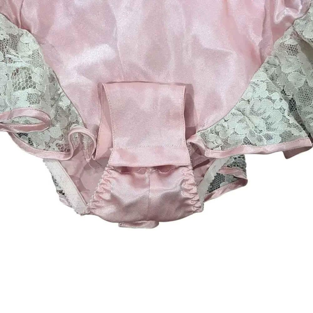 Vintage Victoria's Secret Gold Label Teddy Size P Pink Polyester Lace Lingerie